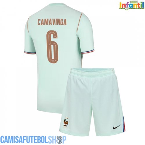Camisa de time de futebol França Eduardo Camavinga #6 Replicas 2º Equipamento Infantil Mundo 2026 Manga Curta (+ Calças curtas)